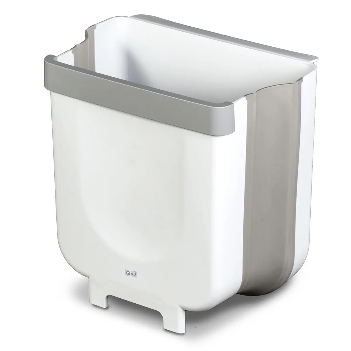 Collapsible Waste Bin | Compact Travel Trash Can with Space-Saving Expandable Design | Indoor and Outdoor Disposal Basket, 2 Gallon, White