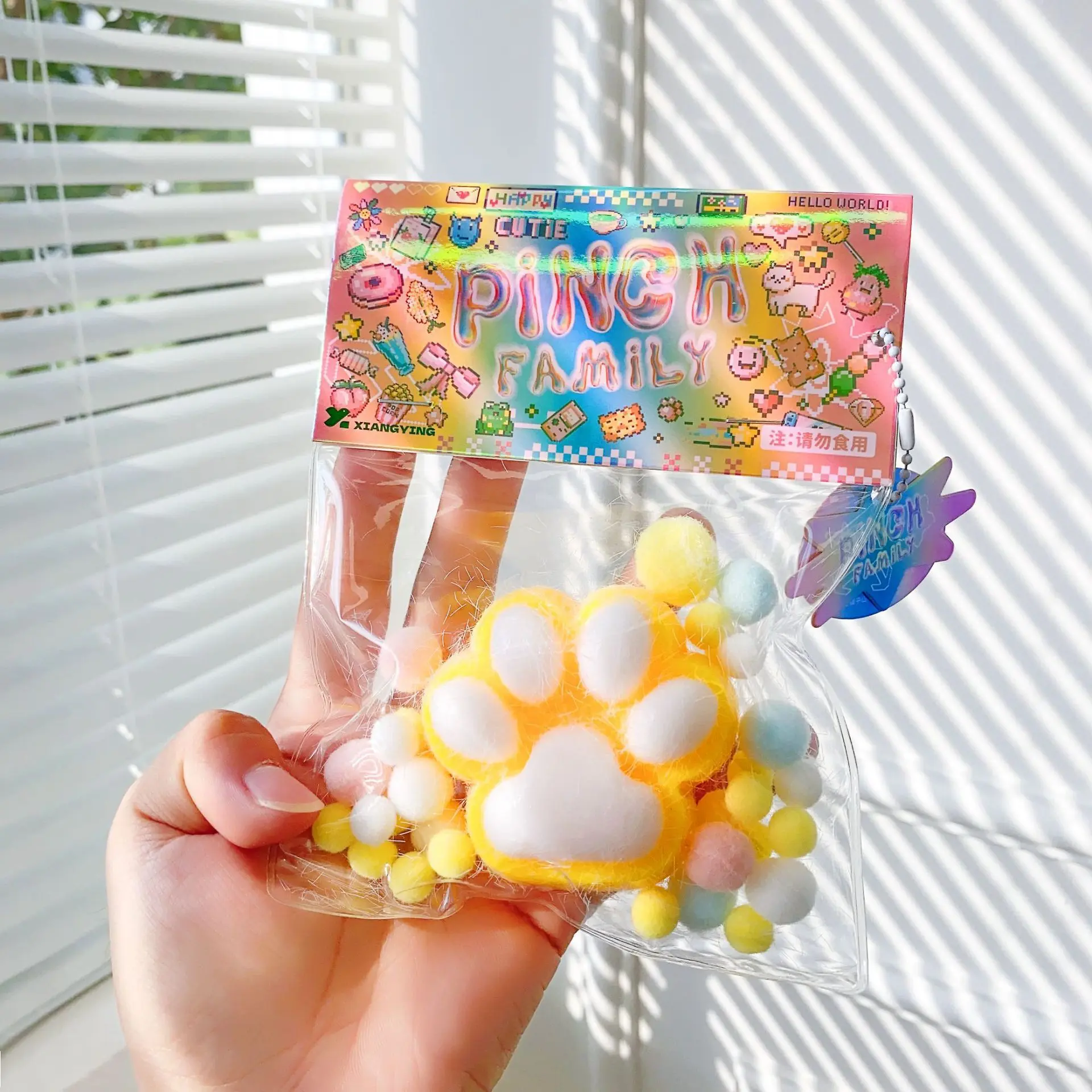 2-Pack Orange Yellow Plush Cat Paws