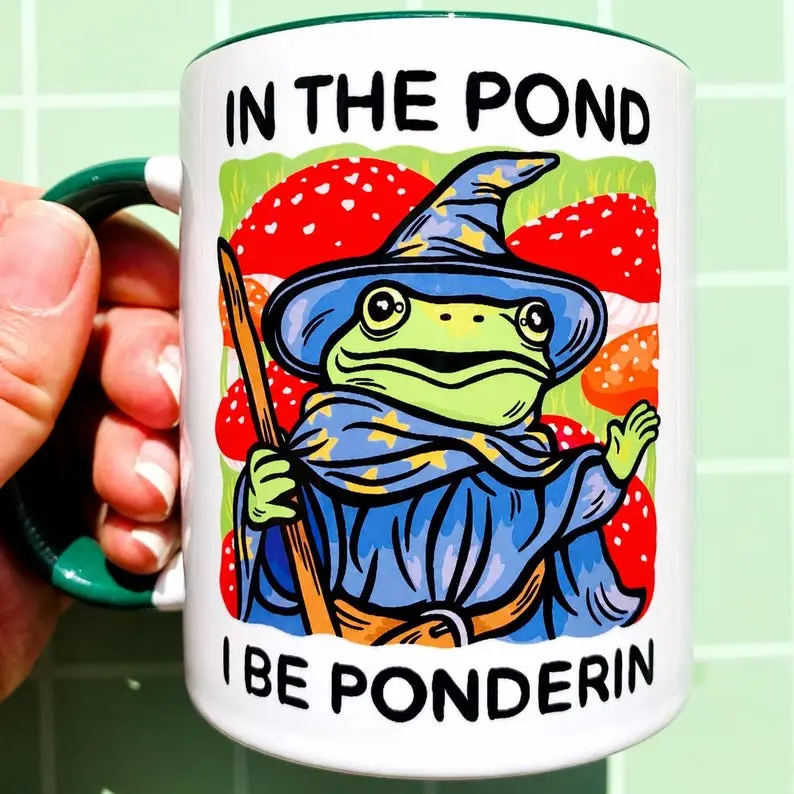 Funny Frog Mug Mushroom Cup Wizard Coffee Cup Hilarious Magic Themed Gift Fantasy Lover Mug Nerdy Humor Mug Nerd Boyfriend Gift Gamer Mug