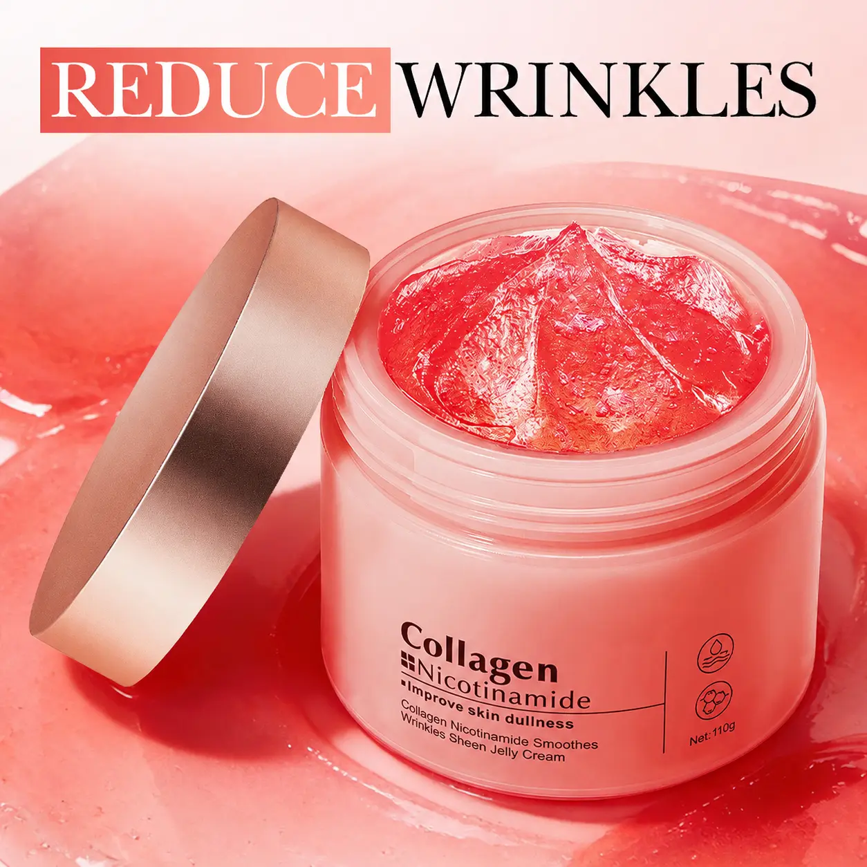 Korean Collagen Hydrating Jelly Cream 110ml, Anti-Aging Youthful Glow, Natural Plant Formula, Deep Moisturizing, Plump Smooth Skin, Daily Facial Skincare outdoorfun Radiant Skin Repair moisturizer for face Niacinamide