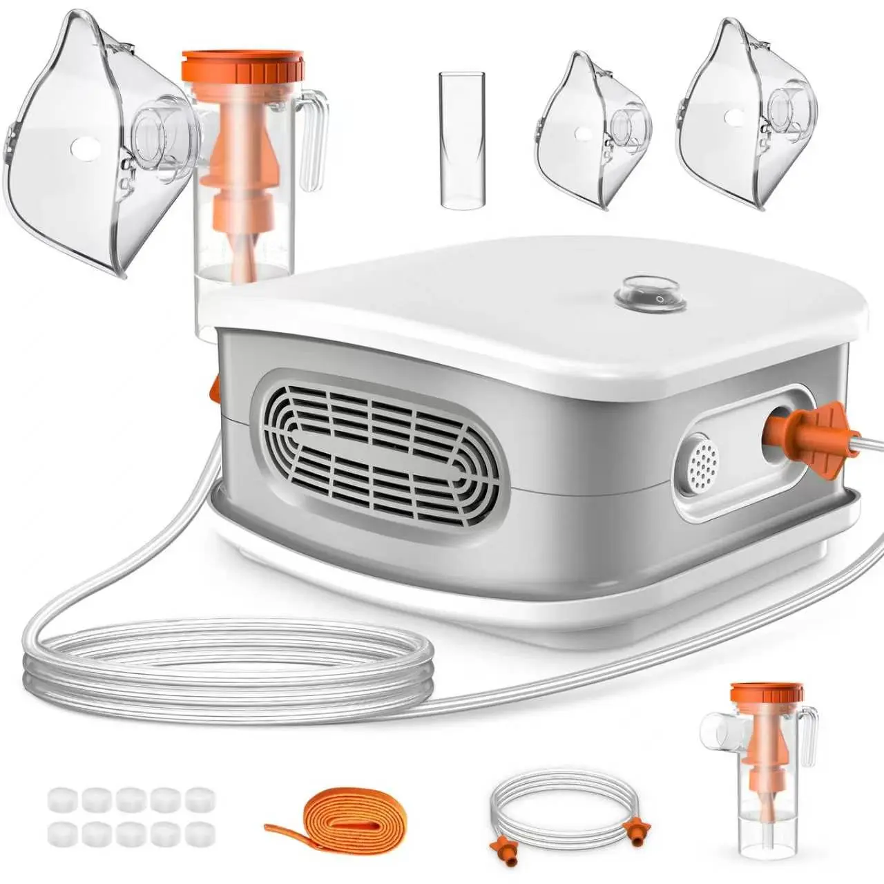 BUDBOW Compressor Nebulizer Machine for Home Use Adjustable Mist Rate Low NoiseTabletop Nebulizer Kit with Mouthpiece Adult and Kid Masks Tube and Filters