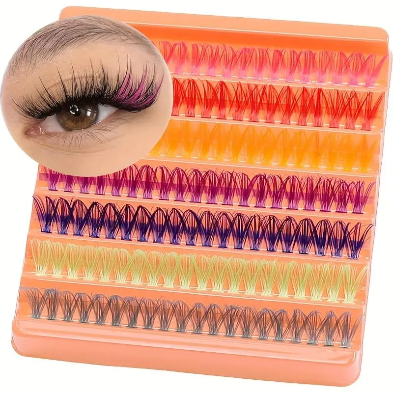 Color eyelash group, personal speaker eyelashes, 140 CC curled eyelash clusters, DIY eyelash extensions, color eyelashes for home use, color eyelash extensions, Diy Dramatic Lashes