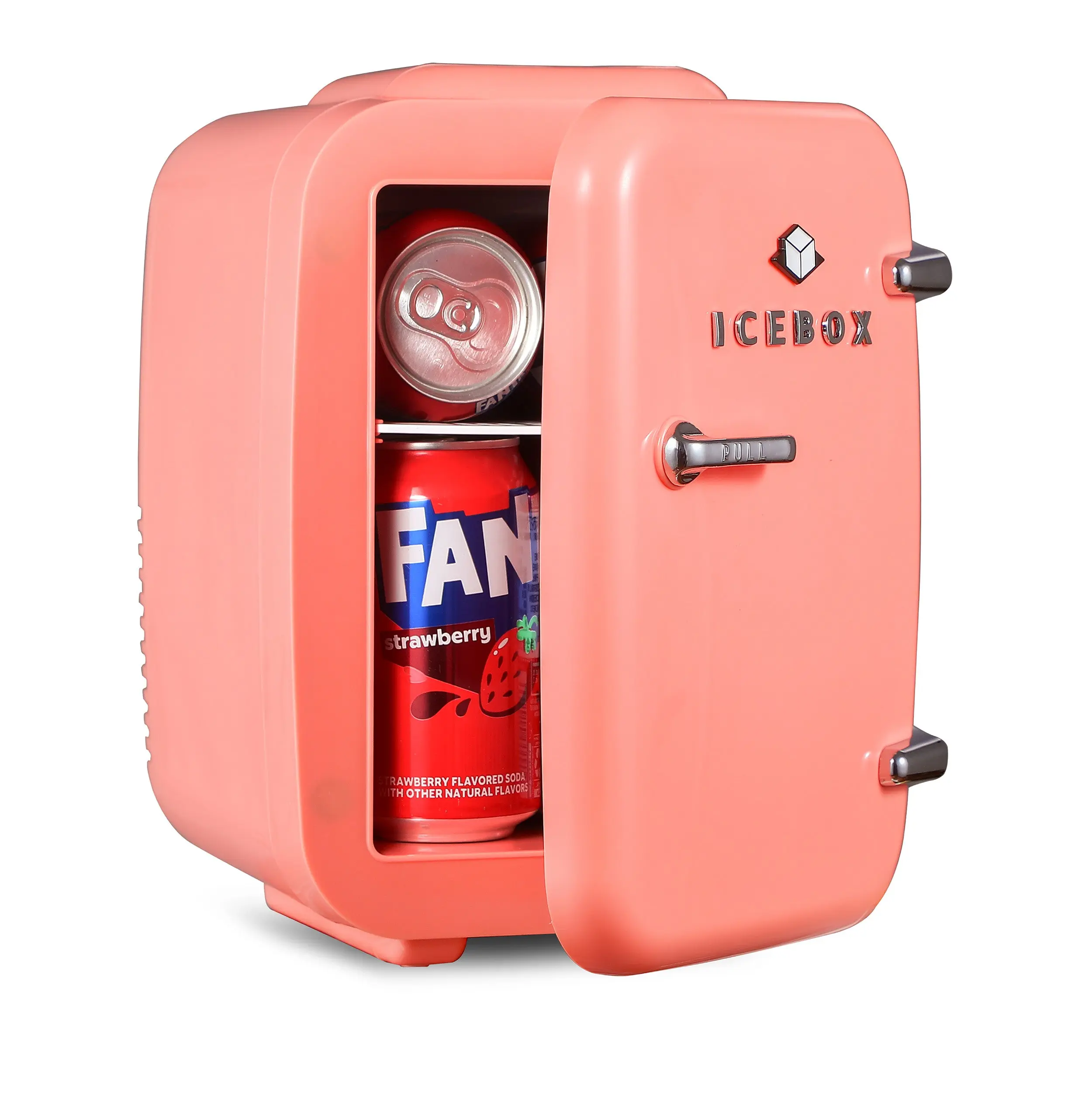 ICEBOX IBMF4BLS Compact 4L Mini Fridge - Blush Red Skincare & Makeup Cooler/Warmer, Portable for Bedroom & Office