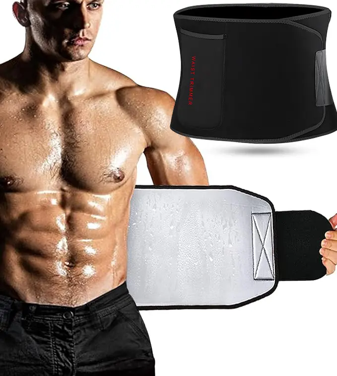 Trainer Belt For Men And Women,Waist Trimmer Belt Sweat Band Stomach Wrap,Workout Waist Support Belt for Men and Women-Fitness Belt for Gym,Running,and Core Training-Breathable Comfort Fit