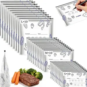 30-Piece Reusable Aluminum Foil Food Storage Bags, Waterproof, Sealed Kitchen Essentials, Food Ideal for Fridge & Freezer Organization, Leak-Proof Food Bags, deep frying pan griddle drying dish hole rack cocina Bpa Free new basket box diy safe container