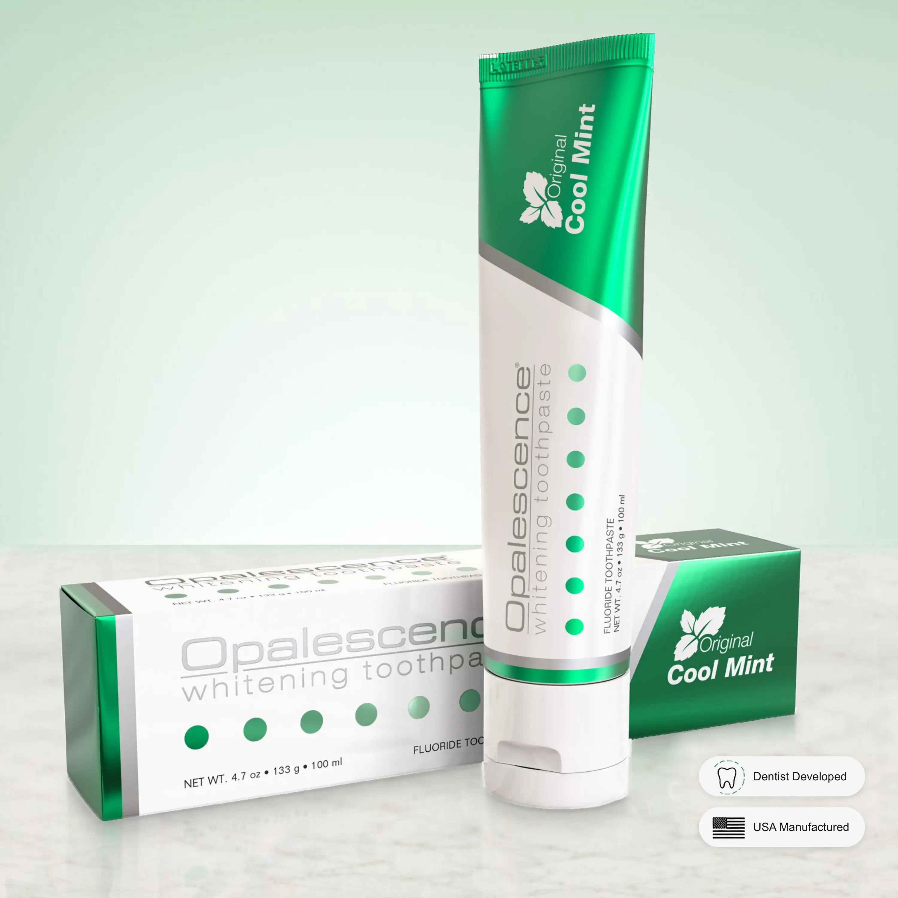 Opalescence Teeth Whitening Toothpaste - Ultradent Cool Mint Original Formula - Gluten-Free Oral Care, Gentle Daily Use - 4.7 oz