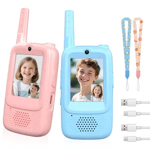 800mAh Long-Distance Video Walkie Talkies for Kids 2 Pack with Real-Time Video & Voice Chat Fun Voice Changer Video Effects Rechargeable Long Range Lovely Xmas Gifts