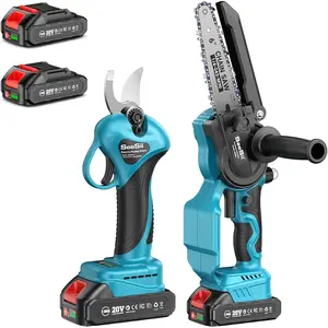 SEESII Mini Chainsaw & Pruning Shears: 6" Electric Saw Brushless & 1.3" Pruner with 2×2.0Ah Batteries, Cordless Combo for Wood Cutting/Branch Trimming, Gardening Tools for Dad Men Husband #TikTokShopBlackFriday