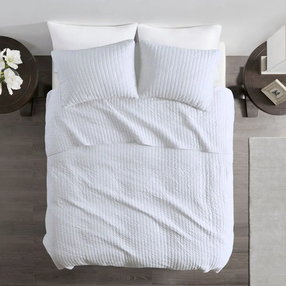 Madison Park 2pc Mitchell Reversible Coverlet Set : Microfiber Farmhouse Style Lightweight