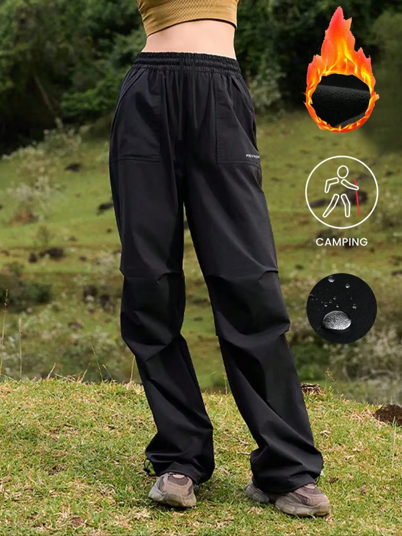 Women's Winter Fleece Lined Windproof Waterproof Pants, Outdoor Sports Trousers, Sporty Trousers, Outdoor Hiking Trekking, Mountain Climbing Camping, Fall & Winter Gear