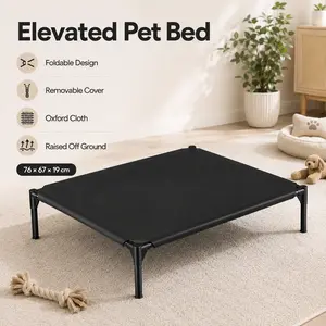 Elevated Pet Bed, Foldable Raised Dog Cot with Removable Oxford Cloth Cover, Cooling Breathable Pet Bed, Portable Indoor Outdoor Bed for Dogs and Cats