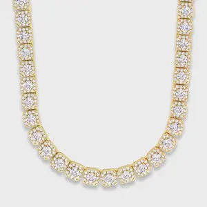 IMPERIUM JEWELRY Clustered Tennis Chain - 14K Gold Plated, 8mm Gold Statement Chain, Daily Wear Necklace, Tennis Chain Necklaces