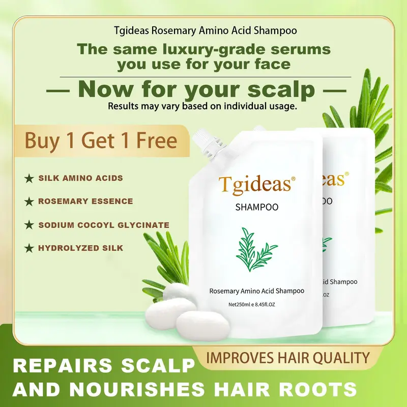 Tgideas Hair Nourishment Shampoo - 250ML Haircare Cleanser for Adults, Wavy Hair, with Rosemary, Zinc PCA, Amino Acid, Hydrolyzed Protein, Oil Balance, Scalp Refresh, Mild Soothing Daily Cleansing (Buy 1 Get 1 Free), Scalp Shampoo