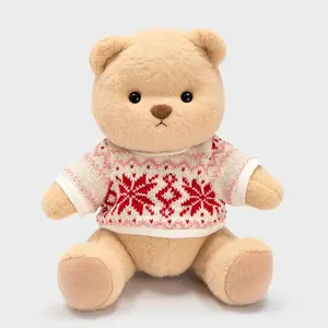 Getahug Christmas Snowflake Sweater Bear | Collectible Holiday Stuffed Animal with Movable Joints for Posing, Handmade Plush Home Decor, Festive Gift Tradition