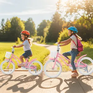 COSTWAY - 18 Inch Kids Bike with Training Wheels and Basket for Boys Girls 4-8 Years Old-18 inches