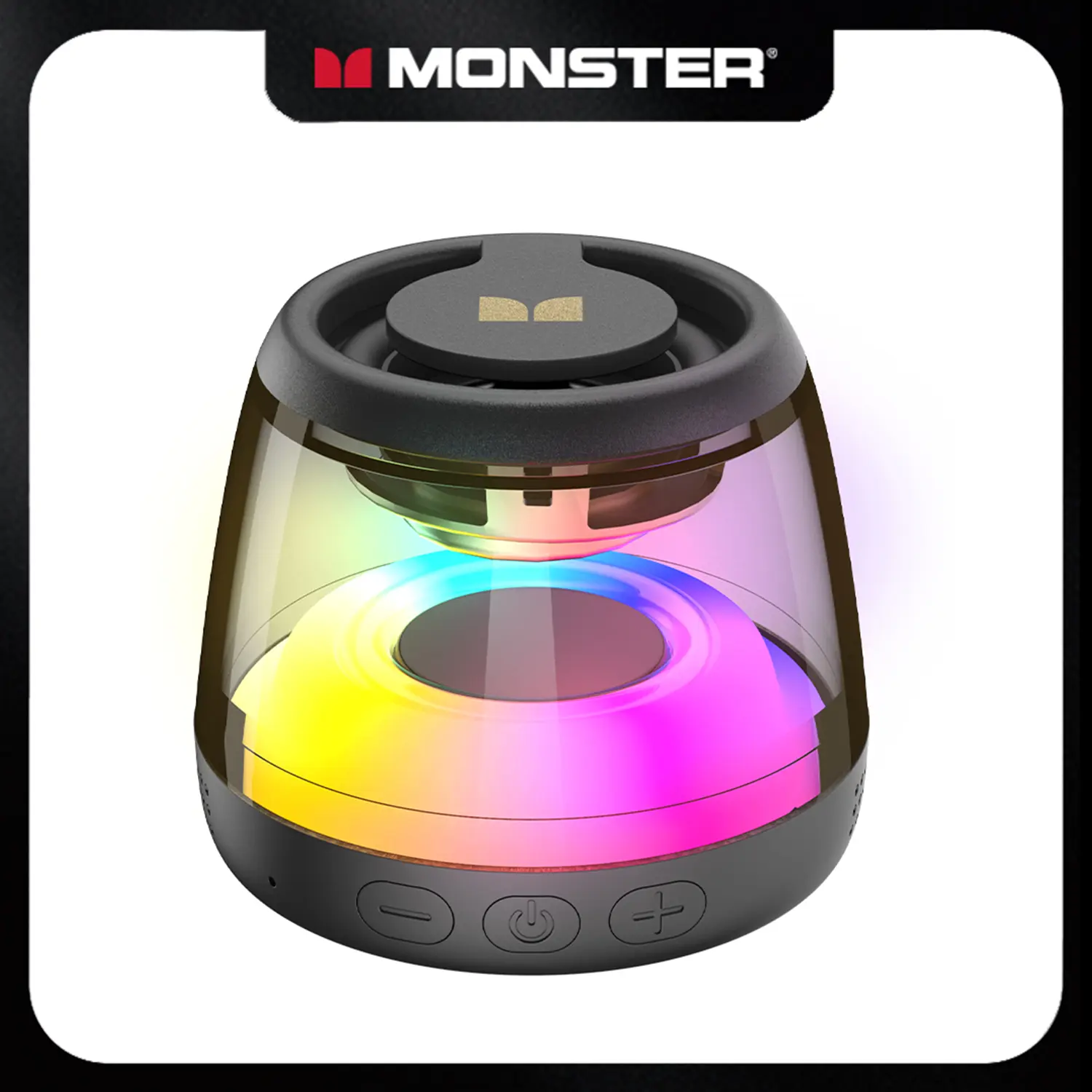 Monster Mini Bluetooth 6.0 Speaker, Portable Wireless Speaker with RGB Light Show, TWS Stereo Sound, 360° Surround Audio, Magnetic Design, TF Card Support, Compact Travel Speaker with Long Battery Life for Home, Office & Outdoor