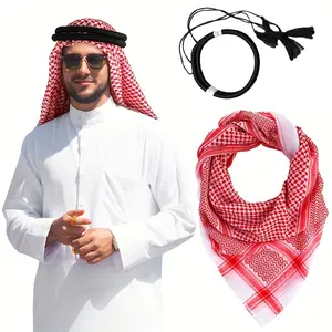Arabian Shemagh Scarf with Headband - Traditional Middle Eastern Keffiyeh for Men
