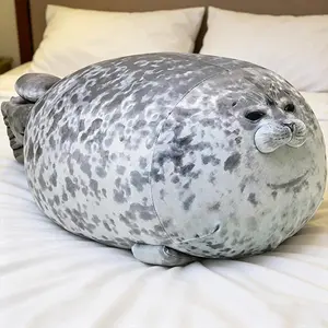 Cute Blob Seal Pillow, Chubby Seal Plush Hug Pillow Soft Stuffed Animal Toy (Gray,11.81")