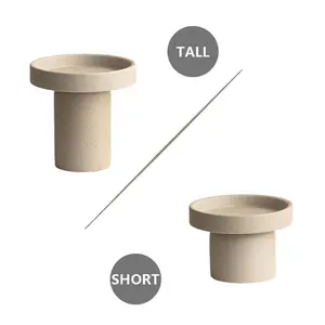Wabi-Sabi Style Ceramic Candle Holder, Summervibes Natural Clay Glaze 1200°C Fired Anti-Drip Candle Stand, Tall & Short Options for Home & Room Decor Protection, Decoration Items for Retro Furniture