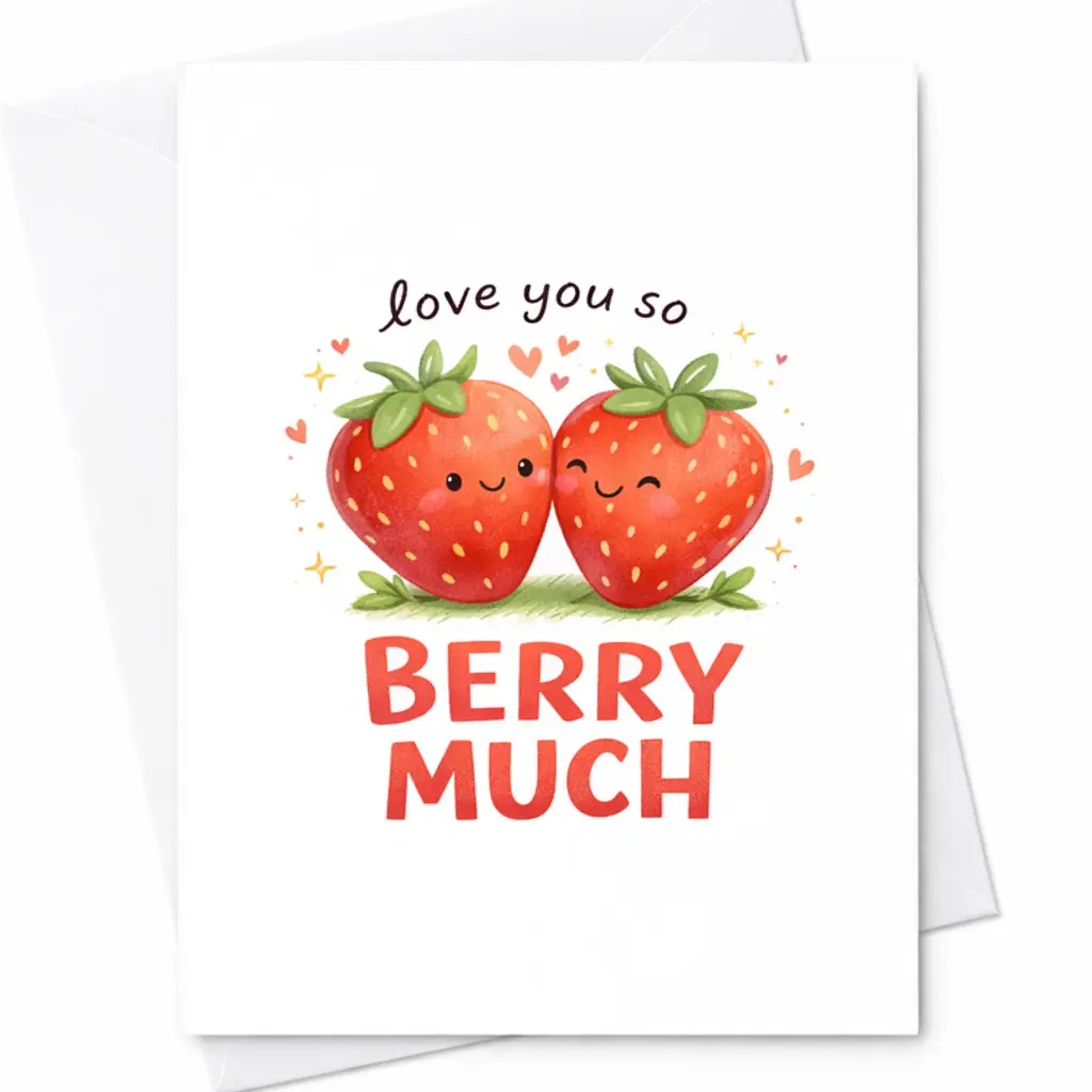 Love You Berry Much Valentine's Day Greeting Card, Cute Love C-371