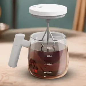 Electric Glass Self Mixing Coffee Mug 400ml USB Rechargeable Smart Stirring Travel Mug for Coffee Milk Cocoa Tea Spill Proof Easy Clean Perfect Christmas Gift for Friends Family Office Workers and Coffee Lovers Essential for Christmas Parties