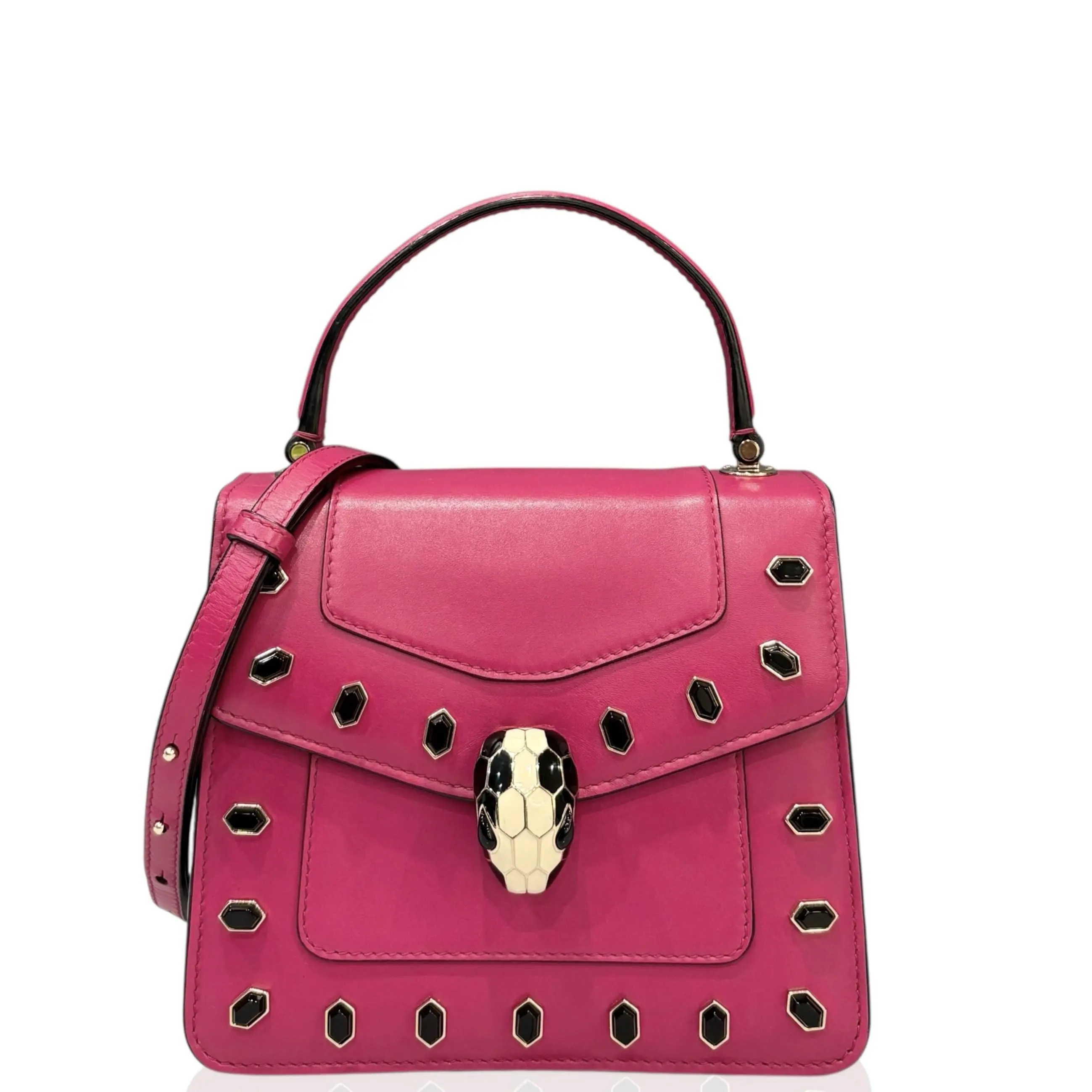 Pre-owned Bvlgari Leather tote bags Small Serpenti Forever Top Handle Bag Calfskin Azalea (dl051626a1)