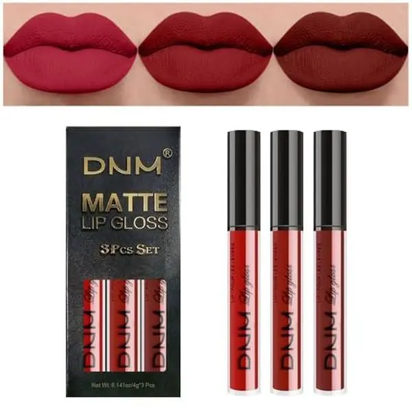 AMY'S DIARY 3Pcs Dark Deep Ruby Light Rose red Brown red Matte Lipstick Sets for Women 24-hour Matte+Lipstick Lipsticks Lip Stain Gloss Long Lasting 24 Smudge Waterproof