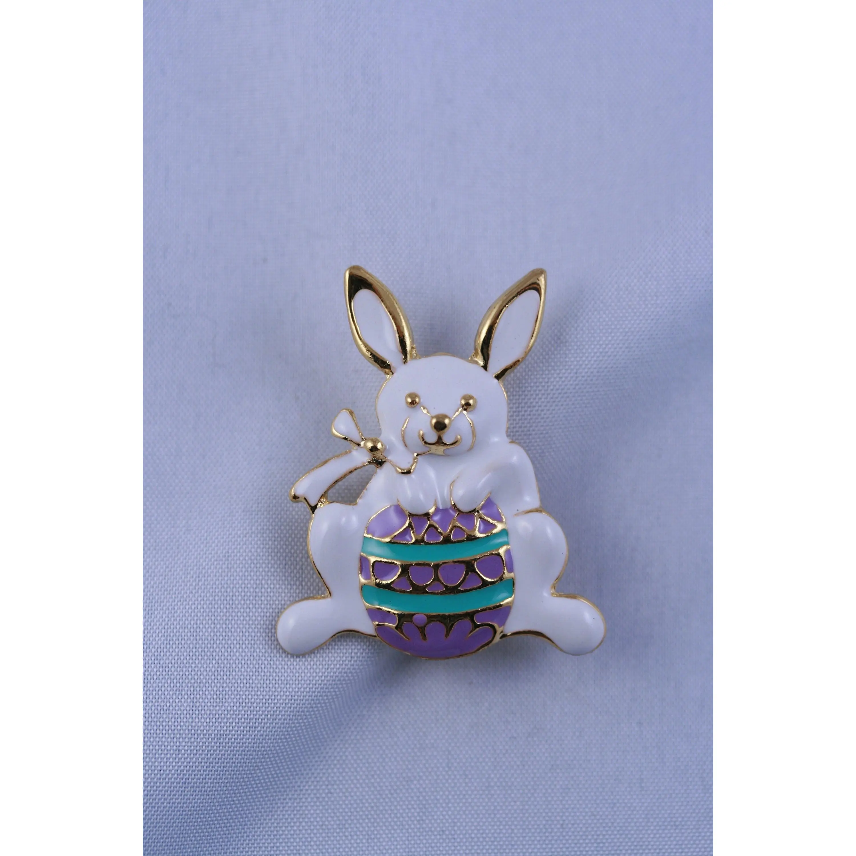 Enamel Bunny Rabbit Easter Egg Pin Brooch, Easter Bunny Pin, Easter Jewelry