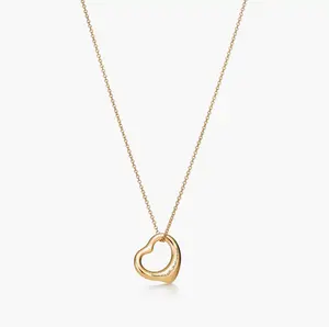 Pre-owned Tiffany Elsa Peretti Open Heart Pendant in Yellow Gold 16mm