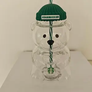 gift 591ml 2026 Starbucks Barista Bear Cup Limited Edition Glass Cup Xmas  (Green)