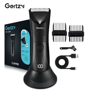 Men's Body Groomer with Charging Dock, USB Rechargeable Trimmer & LCD Battery Display - Gift for Boyfriend, Husband, Dad (Father's Day, Valentine's) - Body Trimmer, Mens Shaver, Personal Trimmer, Body Hair Trimmer, Cordless Rechargeable Trimmer