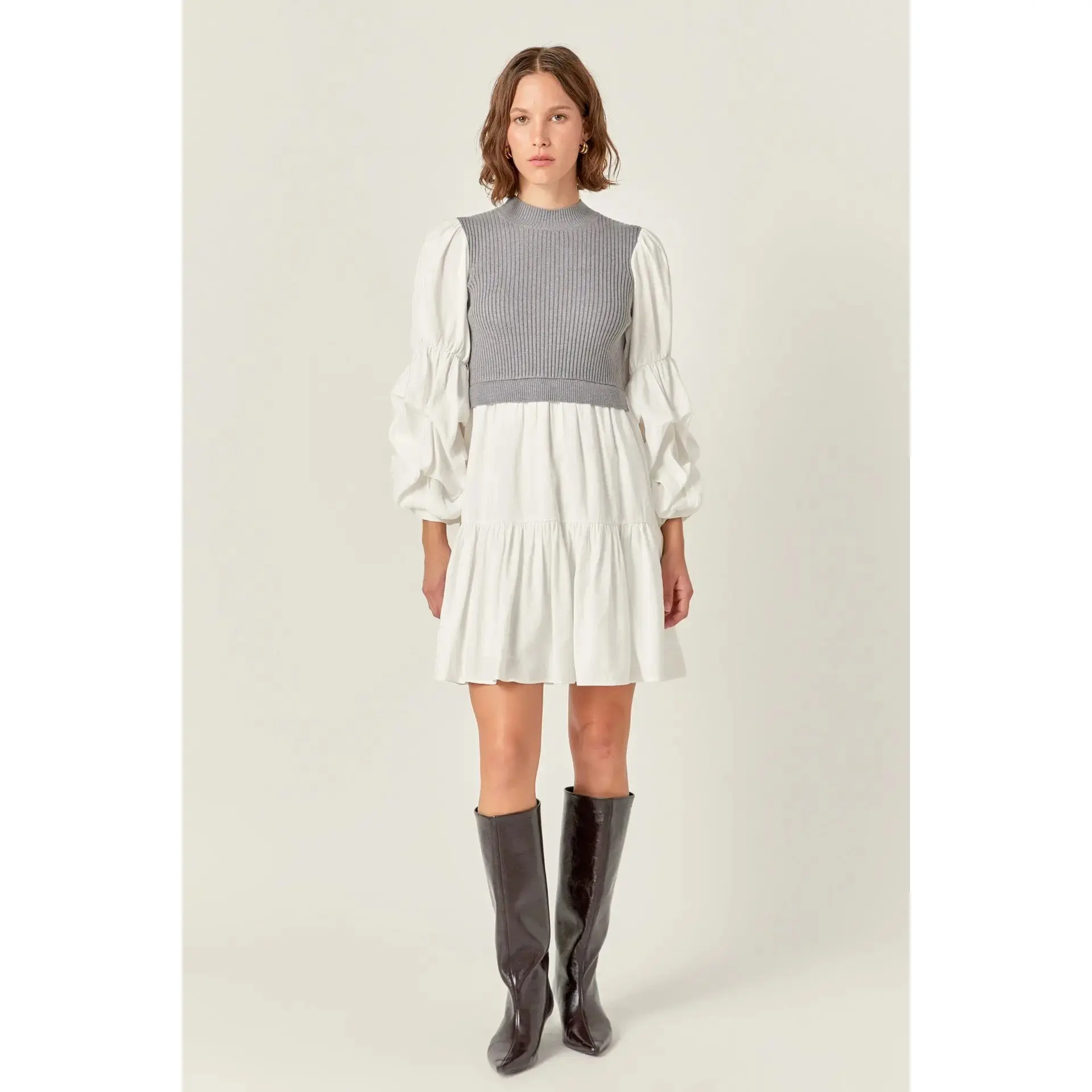 Vivian Mixed Media Knit Dress
