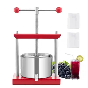 VEVOR 0.8 Gal/3L Fruit Wine Press, 2 Stainless Steel Barrels, Manual Juice Maker, Cider Apple Grape Tincture Honey Olive Oil Making Press with T-Handle for Outdoor Kitchen Home
