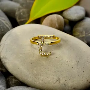 Austrian Crystal Initial "E" Ring, Chic Jewelry/SZ.7