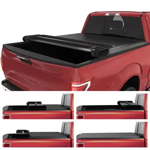 5.5ft Bed Soft Quad Fold Tonneau Cover Truck Bed Covers Compatible with 2009-2014 Ford F-150 F150