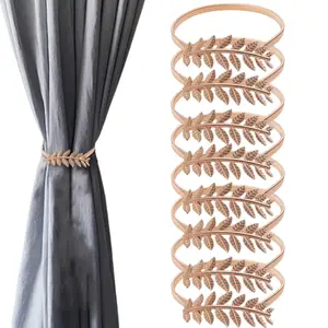 8Pcs/Set Gold Curtain Tiebacks,Spring Design Curtain Holdback,Leaf Carving Design Curtain Ties for Drapes Curtain Ties Backs Curtain Modern Style Curtain Holdback Decor,DIY Hand Tools Kits