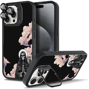Soft Grunge Gothic Phone Case Slim Shockproof Cover with Reaper Art For iphone 17/AIR 16 15 14 13 12 11 PRO PLUS MAX COOL Fashionable Tough Magnetic Durable Metal lens frame Film Bracket Stand Gift Full Protection Camera Holder Phone Cases Cover 11X-L0676