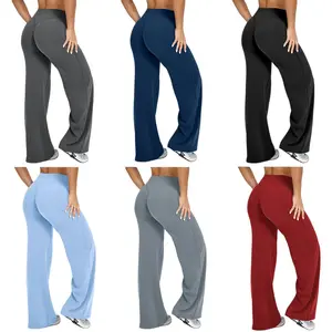 Women's straight yoga pants, line high-waisted flared pants, loose outdoor sports trousers