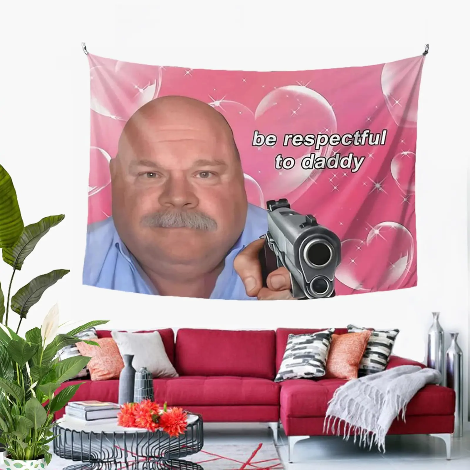 Daddy Winkle Bertram Funny Print Wall Hanging Tapestry - Be Respectful to Daddy Poster, 3x5Ft Home Decor for Living Room, Party Use