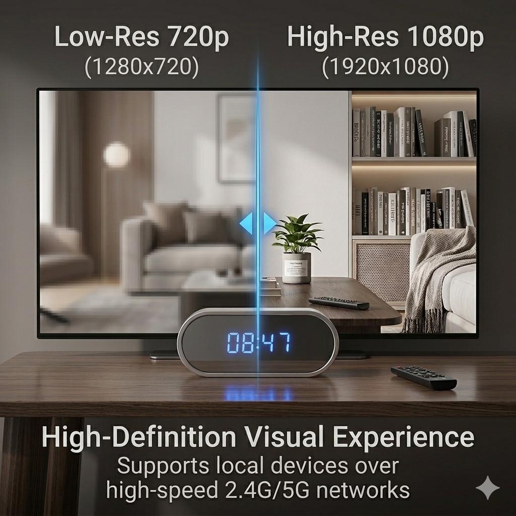 2)Smart Digital Clock Camera with Dual Band WiFi (5GHz & 2.4GHz) | Home Security & Remote Real-Time Monitoring System