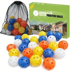 Golf Practice Balls Plastic Colored Value 12/24 Pack, Limited Flight Sports Training Ball for Men Women, Indoor Outdoor Driving Range Backyard Use