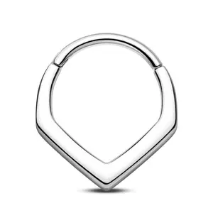 OUFER BODY JEWELRY 16G V-Shape Septum Ring, Thick Hinged Segment Hoop in 316L Stainless Steel, Modern Nose Piercing Jewelry