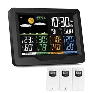 Weather Station  Indoor Outdoor Thermometer Digital with Atomic Clock, Barometric , Forecast Station with USB Port Thermometer  Humidity Barometer