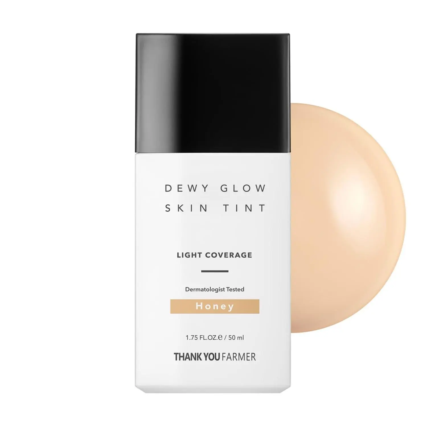 THANK YOU FARMER Dewy Glow Skin Tint, Long-Lasting Tinted Moisturizer, Light coverage, Vitamin B3, Niacinamide, Adenosine, Korean Beauty Makeup Dermatologist Tested, Honey, 1.75 fl oz