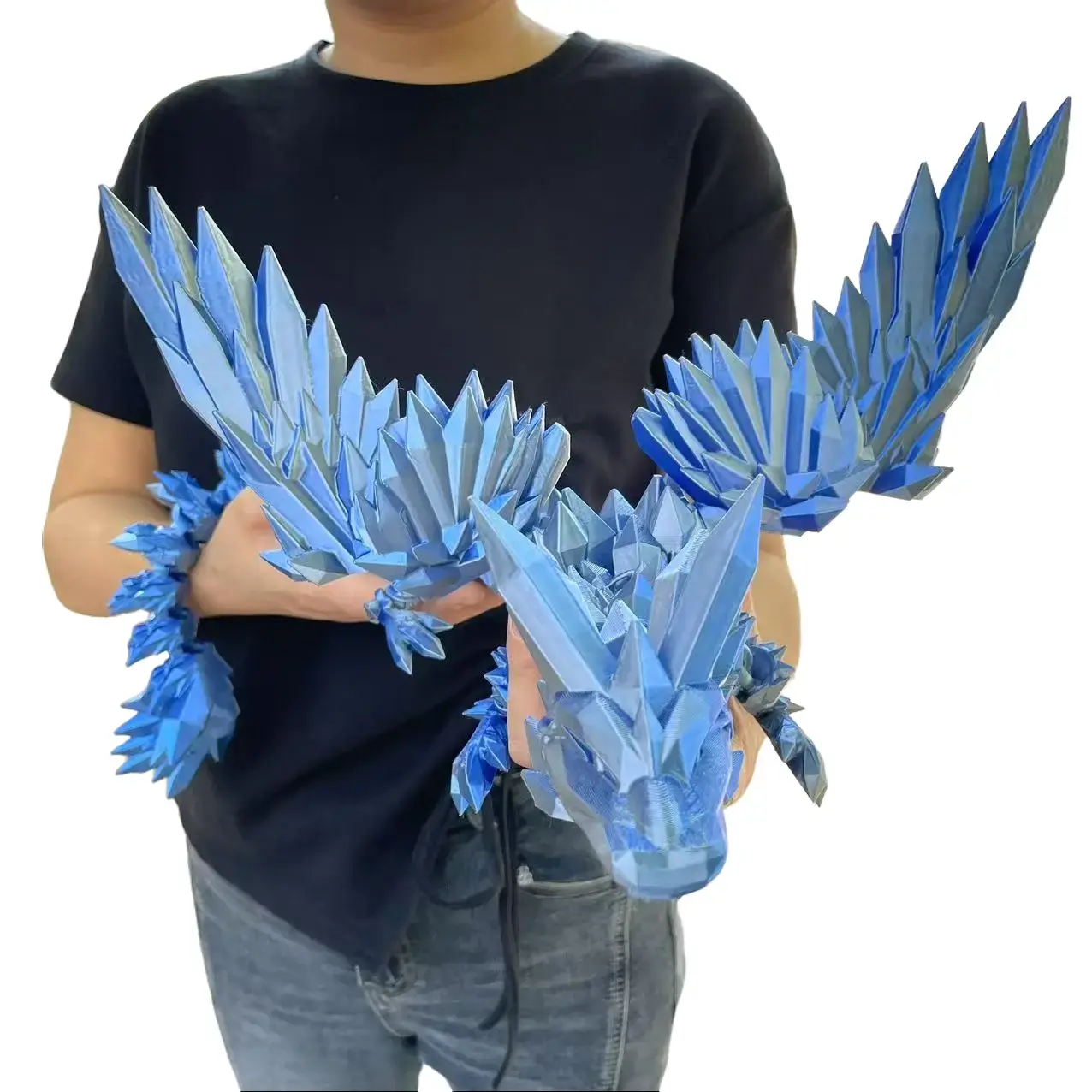 3D-printed crystal dragon toy with wings, flexible joints, vibrant colors; suitable for home and office decor; creative collectible; perfect holiday gift; office decoration; Toy for Stress Relief;Easter gift; small ornament/figurine summerwins