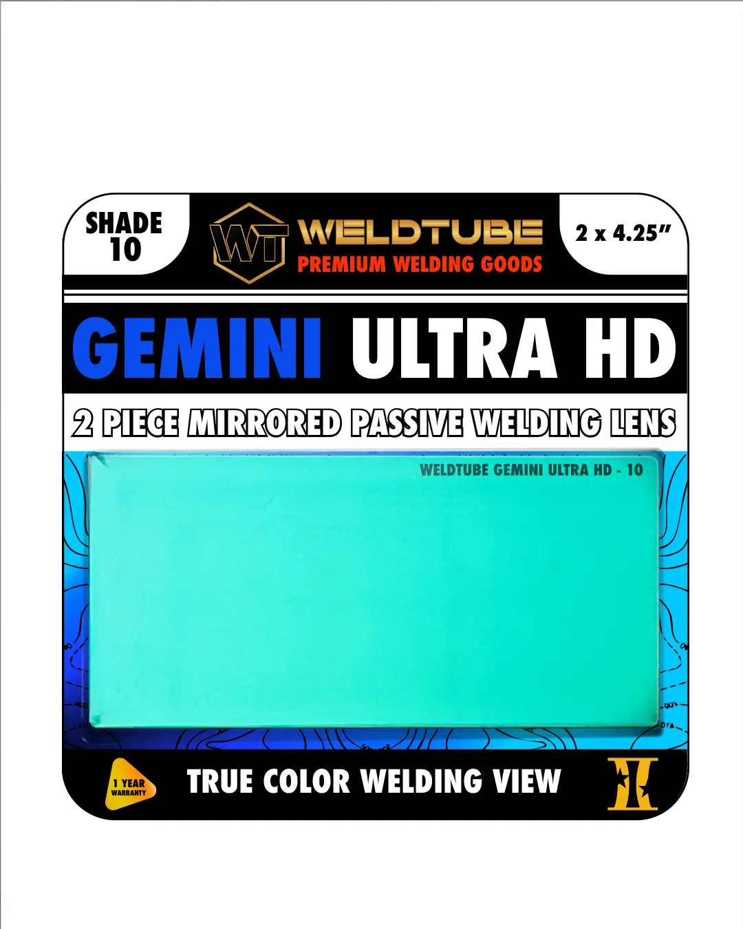 WELDTUBE Gemini Ultra HD True Color 2 Piece Mirrored Passive Welding Lens