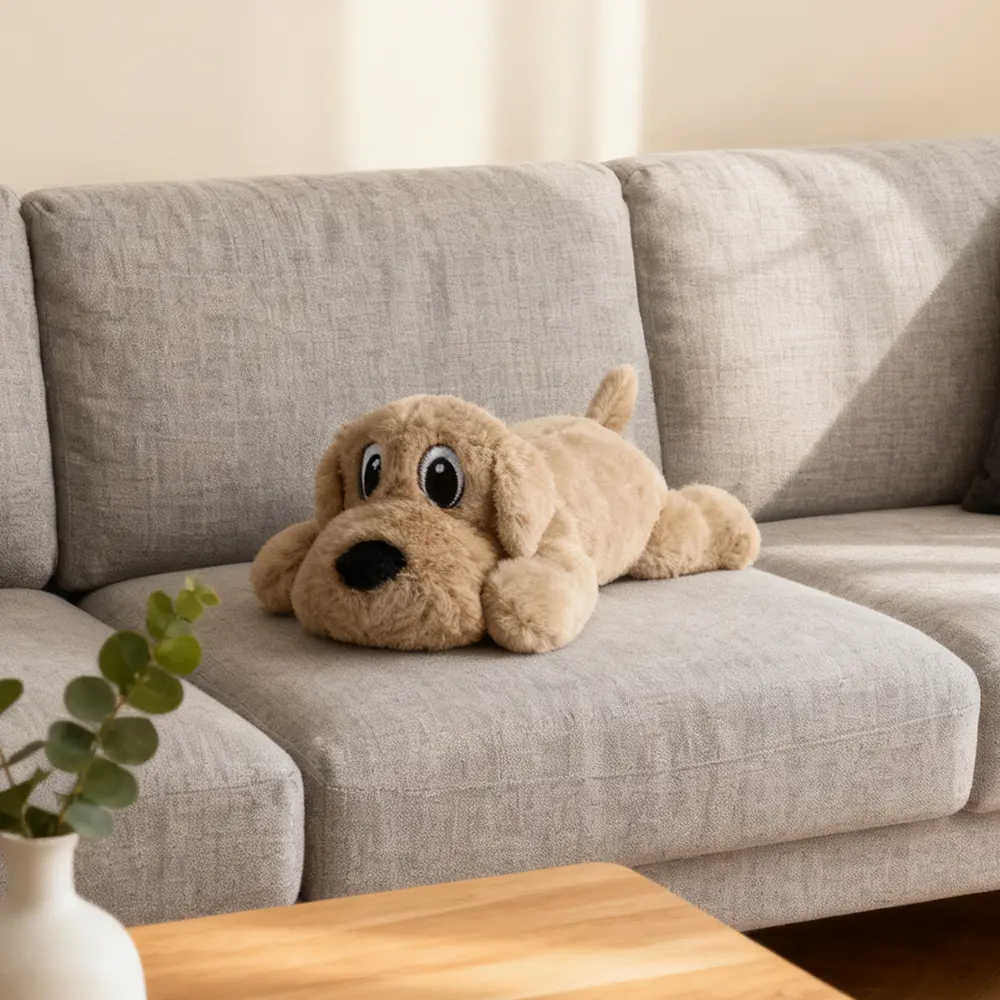Durable Double Layer Tear Proof Dog Chew Toy, Squeaky Lying Puppy Plush Toy, Fluffy Pet Toy for Aggressive Chewers, Puppy Teething Indoor Outdoor Play