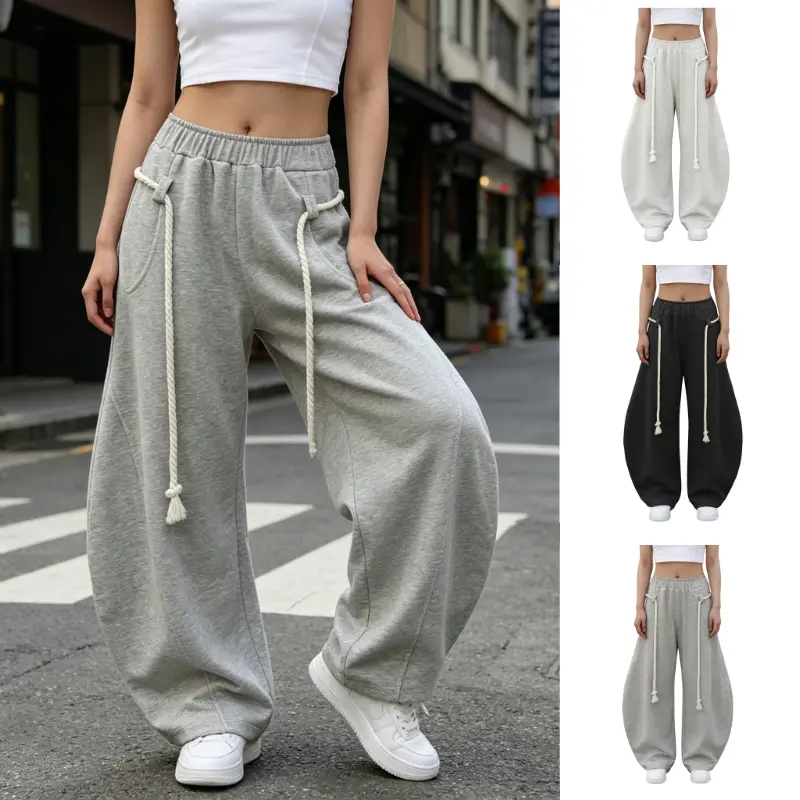 Mundoven Super Baggy Barrel Sweatpants Wide Leg Pants for Women Men Casual Elastic Waist Unisex Lantern Trouser Pants summerwins,back to school shopping