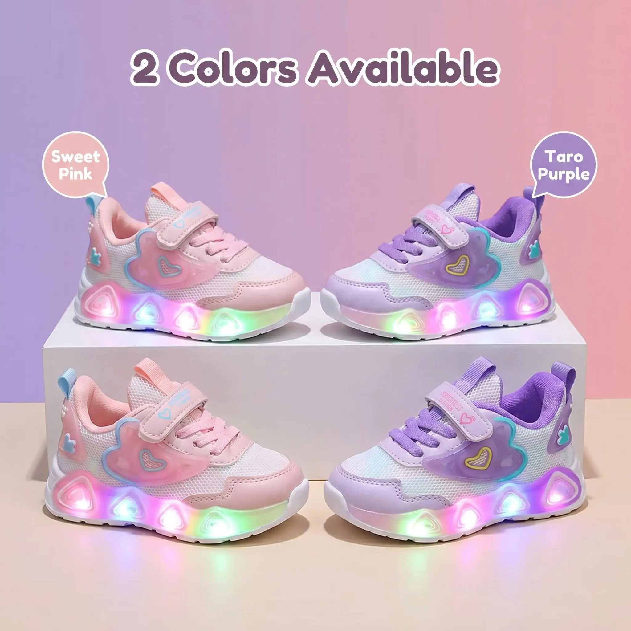 Girls’ shoes with LED lights, princess shoes, breathable mesh shoes, girls’ luminous shoes, flashing shoes, running soft-soled sports shoes