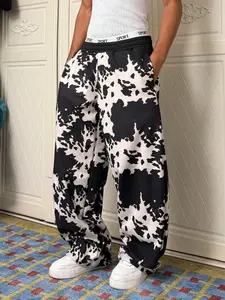Men's Cow Print Baggy Pants, & Animal Print, Oversized Sweatpants, Casual Loose Fit Joggers, Elastic Waist, Y2K Urban Fashion